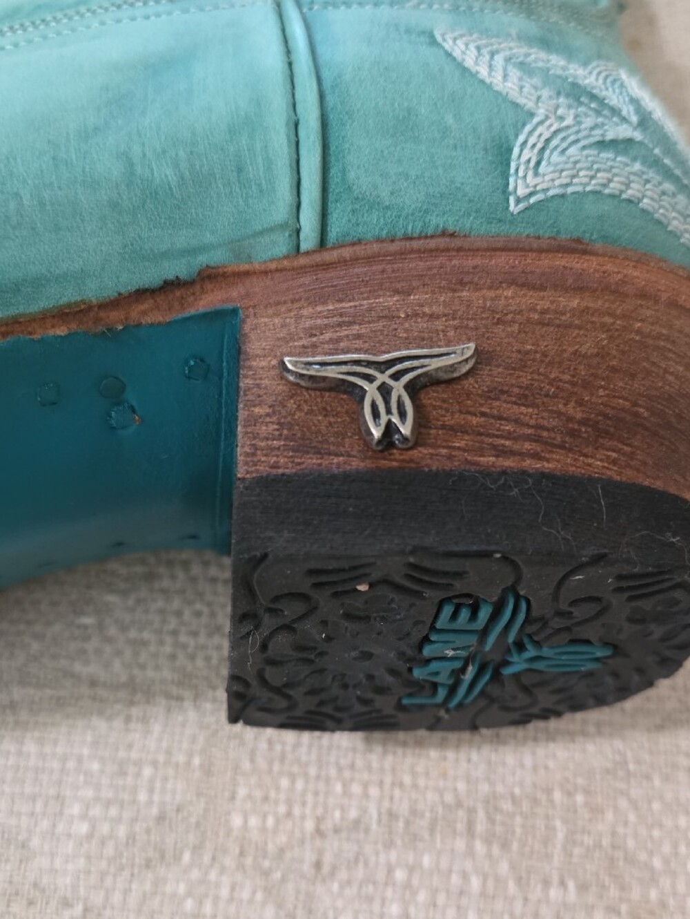 Women's Teal Leather Western Boots - Teal - Picture 8 of 11